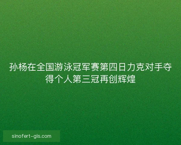 孙杨在全国游泳冠军赛第四日力克对手夺得个人第三冠再创辉煌 孙杨在全国游泳冠军赛第四日力克对手夺得个人第三冠再创辉煌
